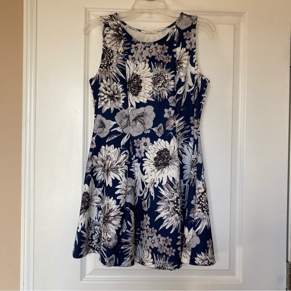 Blue Floral Patterned Fit and Flare Dress - Picture 5 of 7
